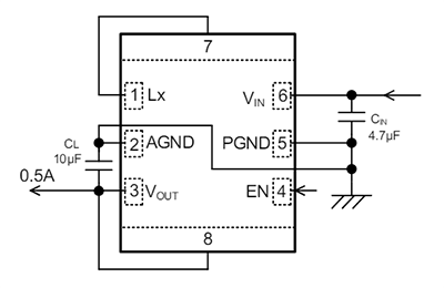 Application Circuit Diagram - Torex Semiconductor XCL241/XCL242 Step-Down Micro DC/DC Converters